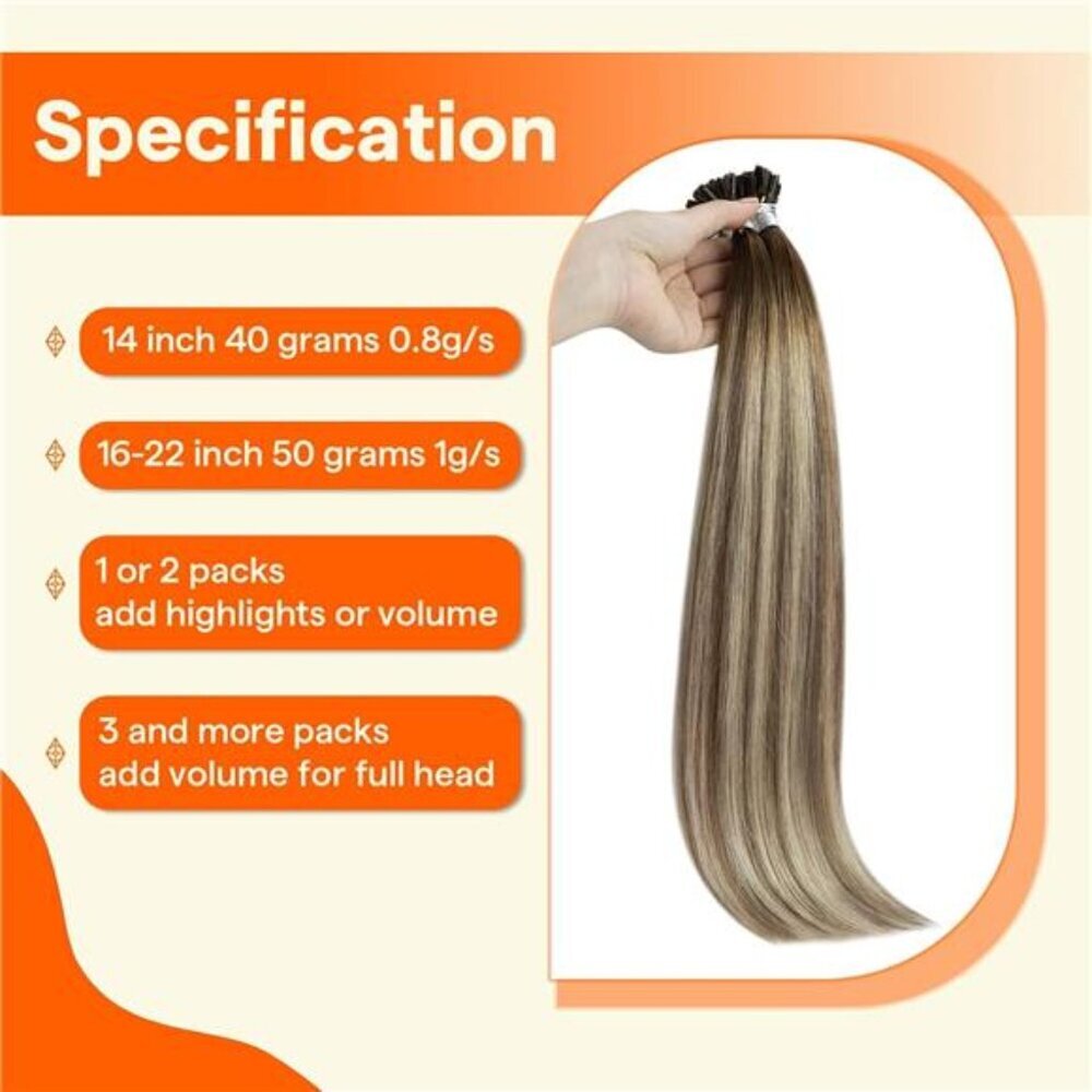 Full Shine K Tip Hair Extensions Real Human Hair 3 Medium Brown Ombre to 8 Ash - Picture 7 of 7